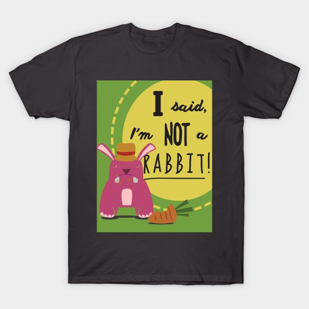 Pink Rabbit Eating an Orange Carrot T-Shirt by Freid